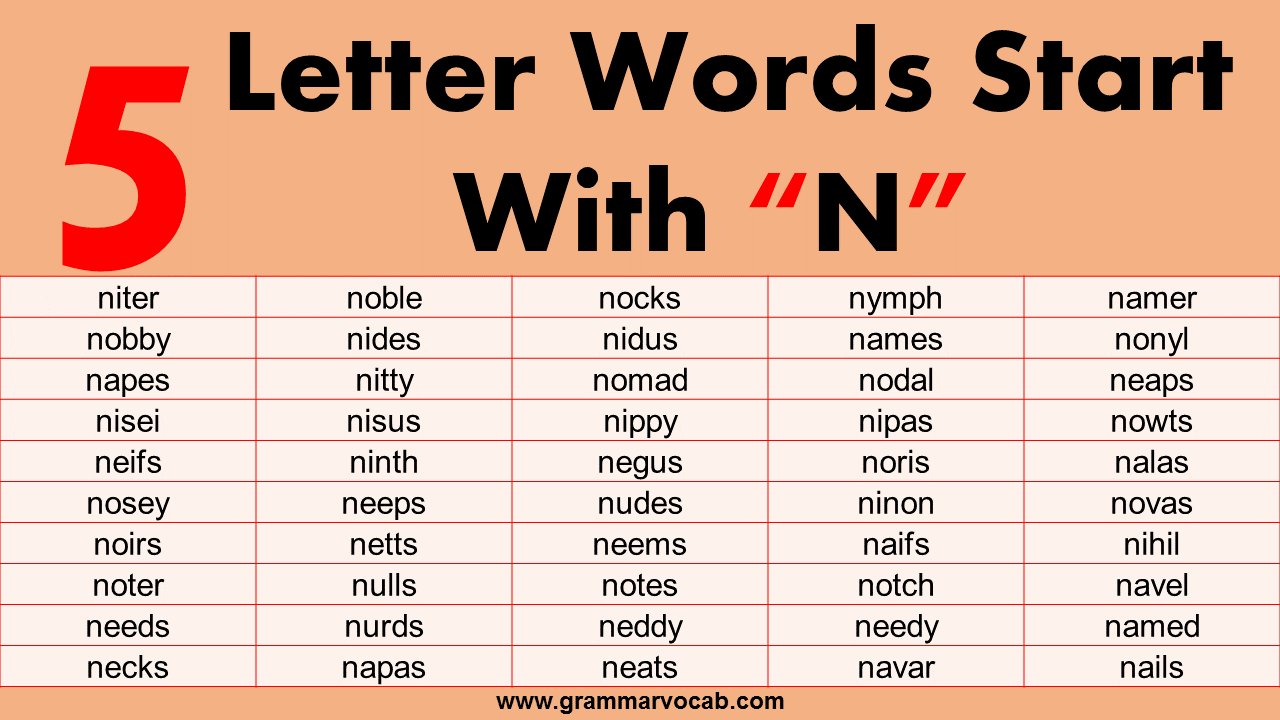 five letter words starting with n