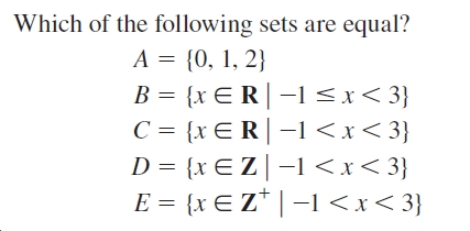 which of the following sets