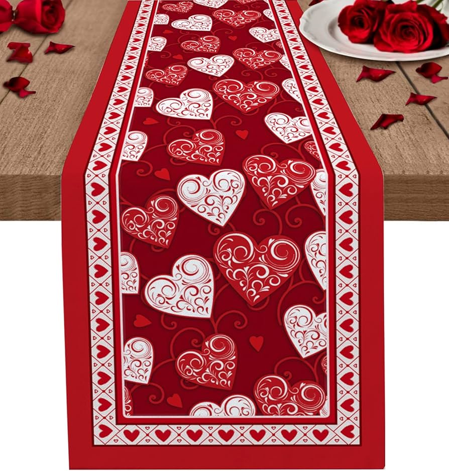 valentine table linens