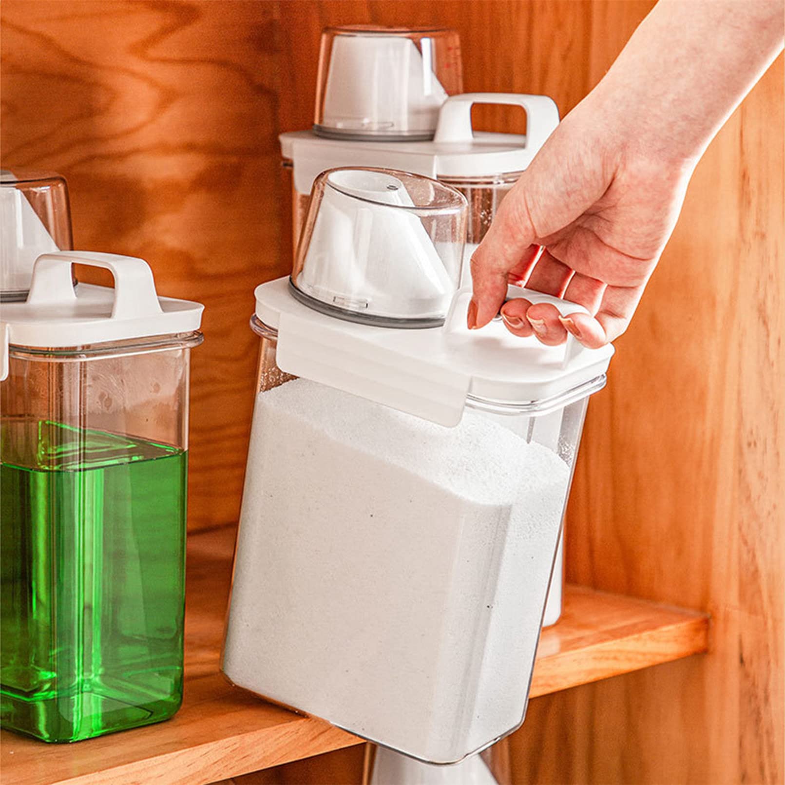 powder laundry detergent storage