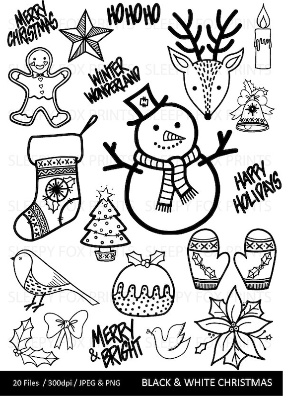 xmas clip art black and white