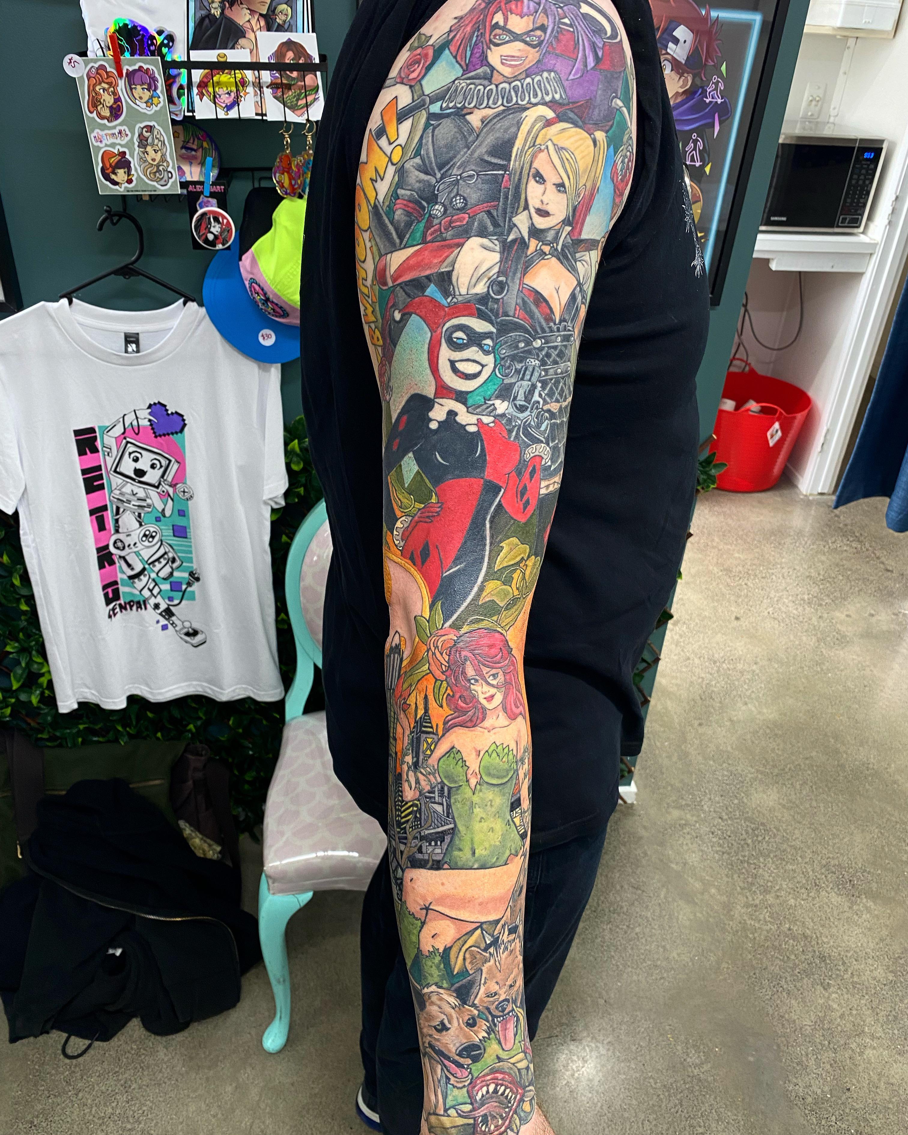 harley quinn tattoo sleeve