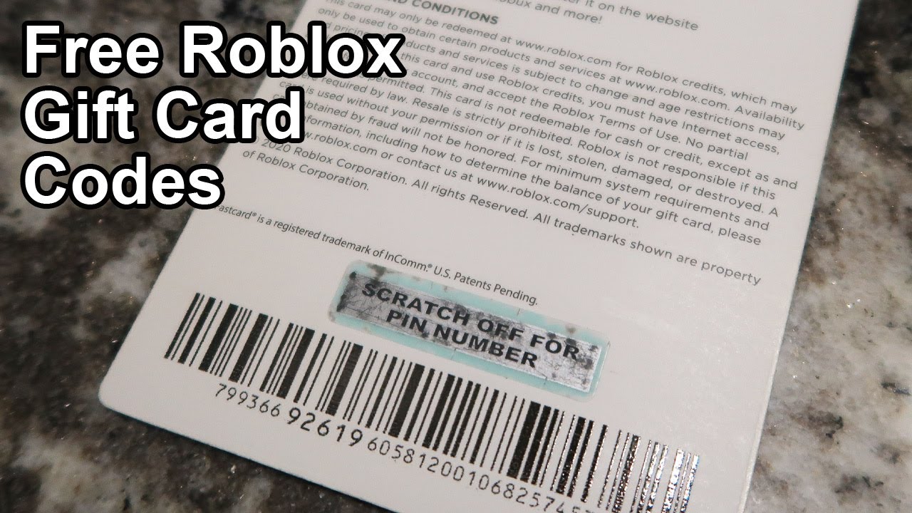 roblox gift card free codes