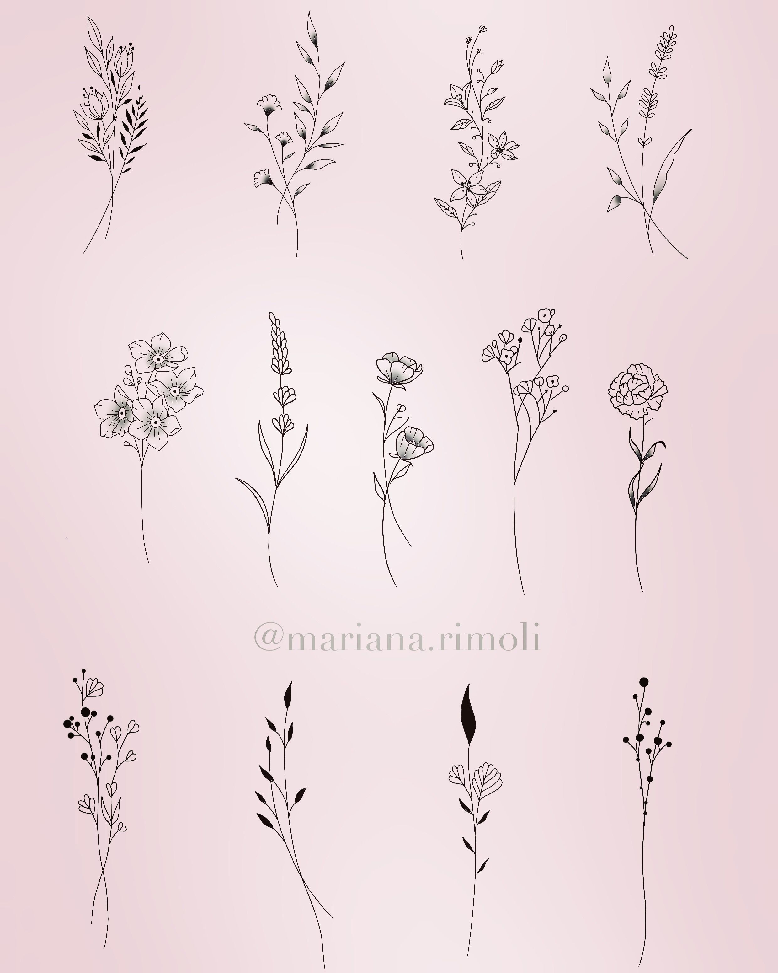 flores minimalistas tatuajes