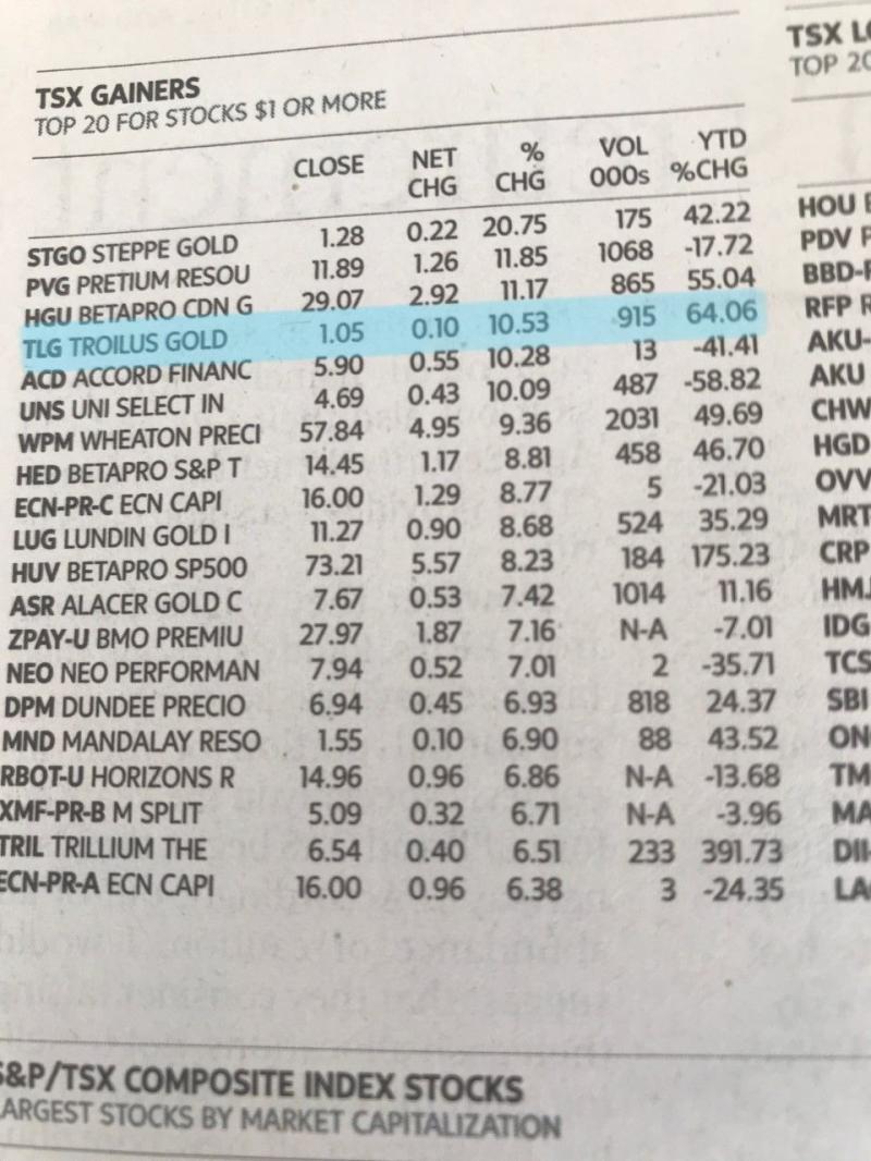 tsx top gainers