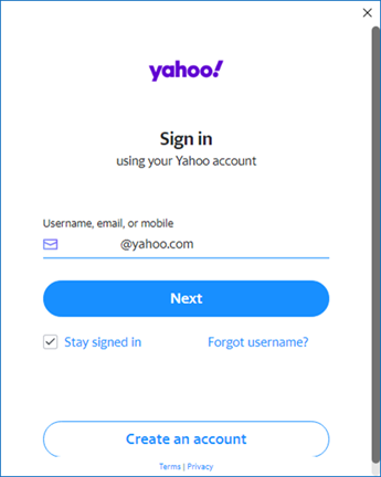 yahoo mail create account