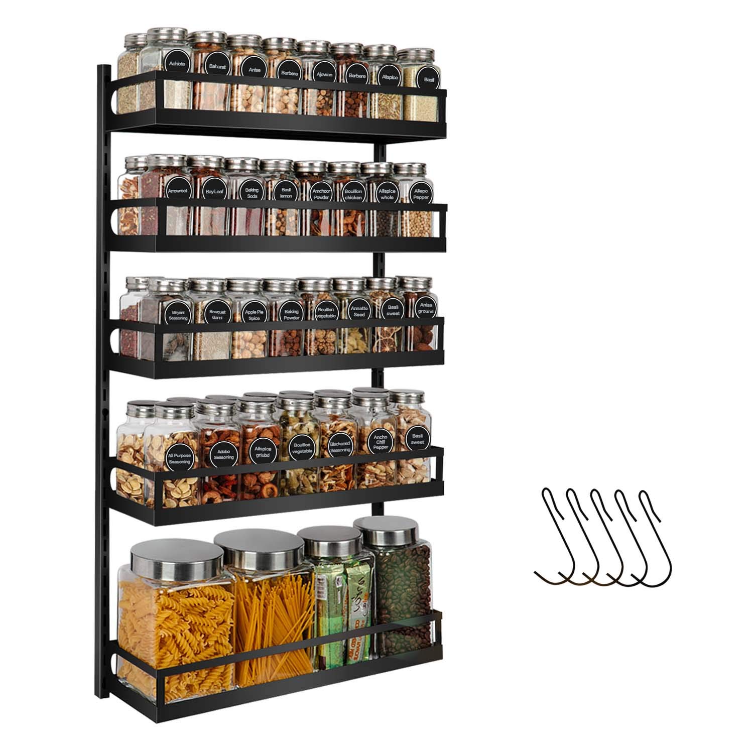 hanging spice rack with spices