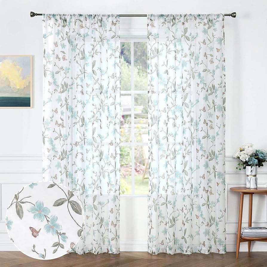 blue floral drapes