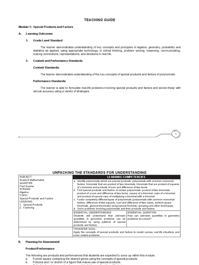 grade 8 math module teachers guide