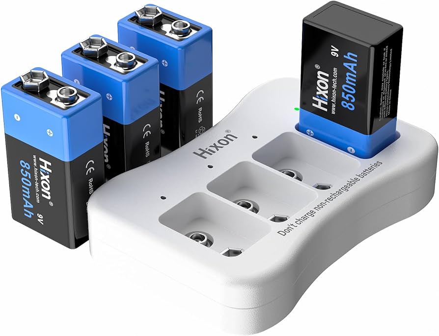 9v rechargeable battery and charger