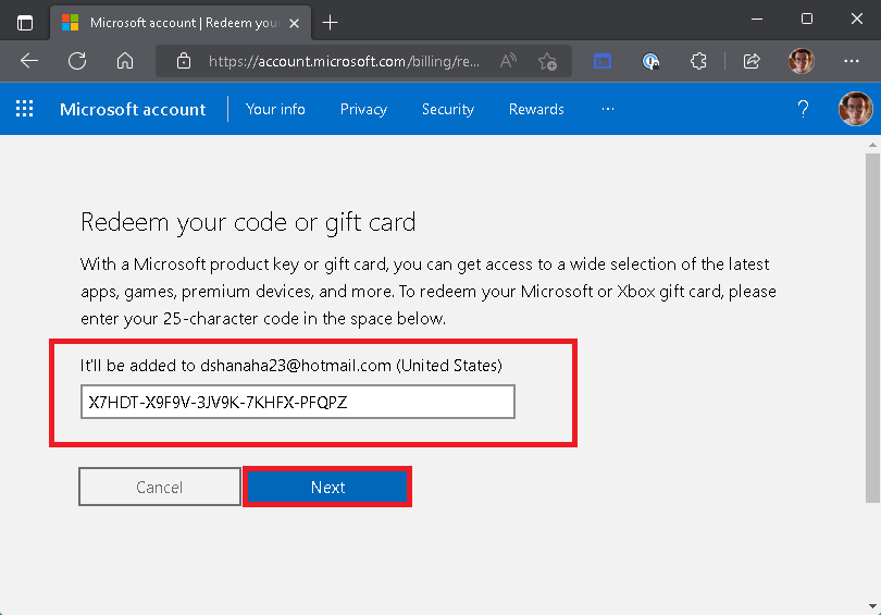 microsoft redeem