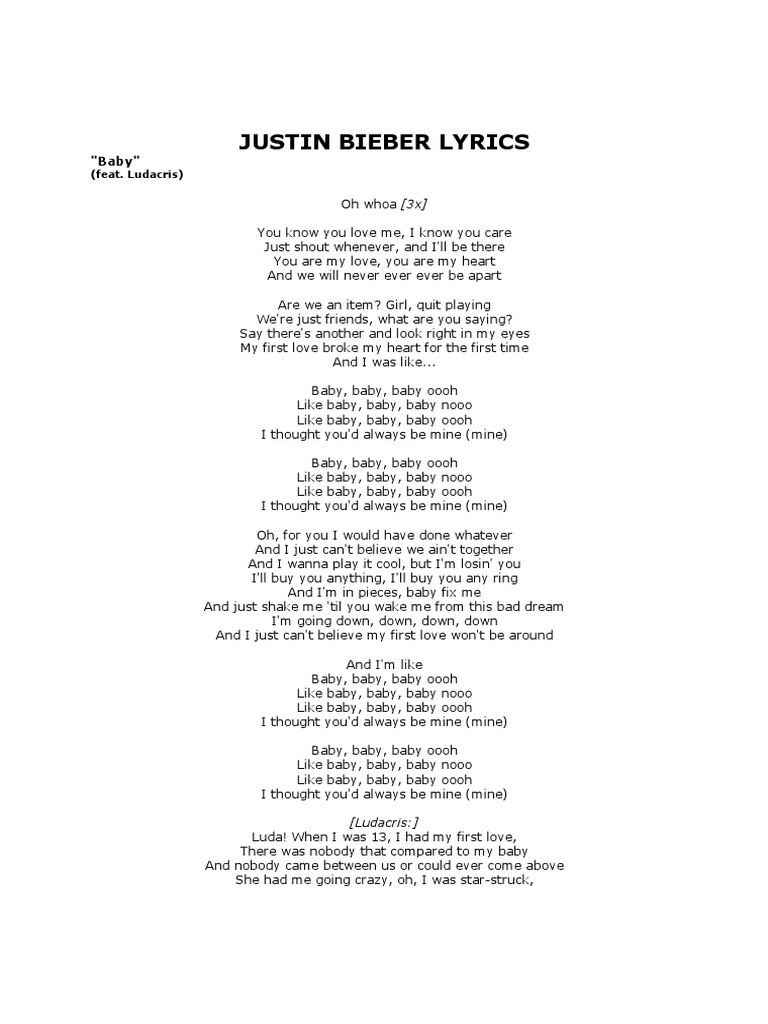 justin bieber baby song lyrics in english