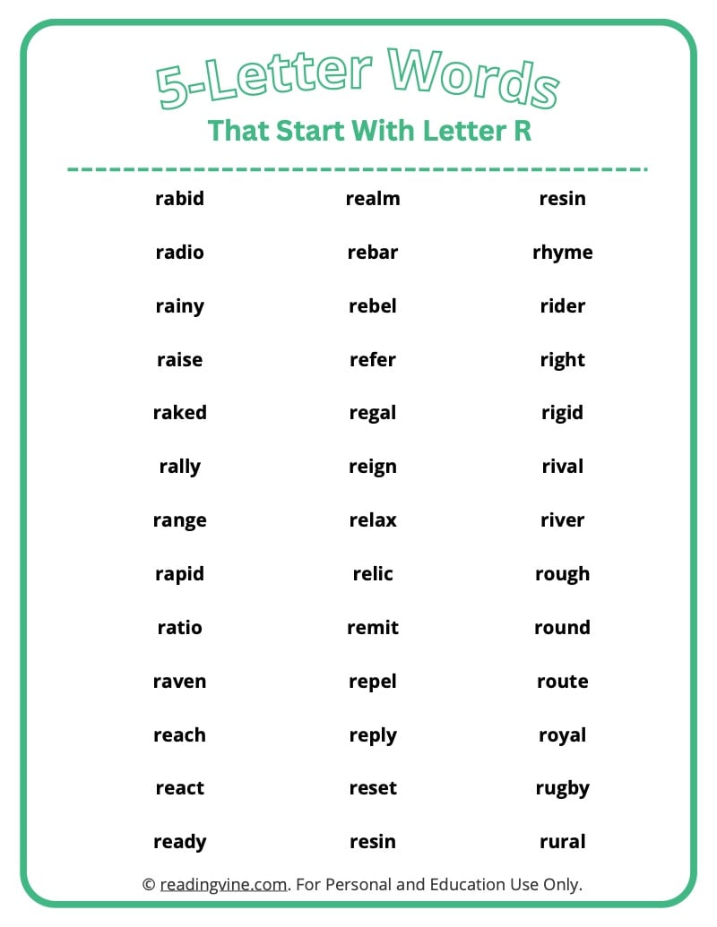 5 letter word starting with re