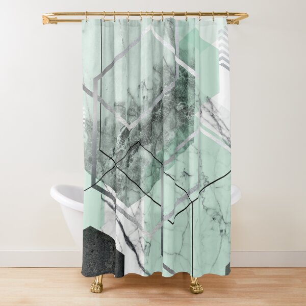 shower curtain mint green