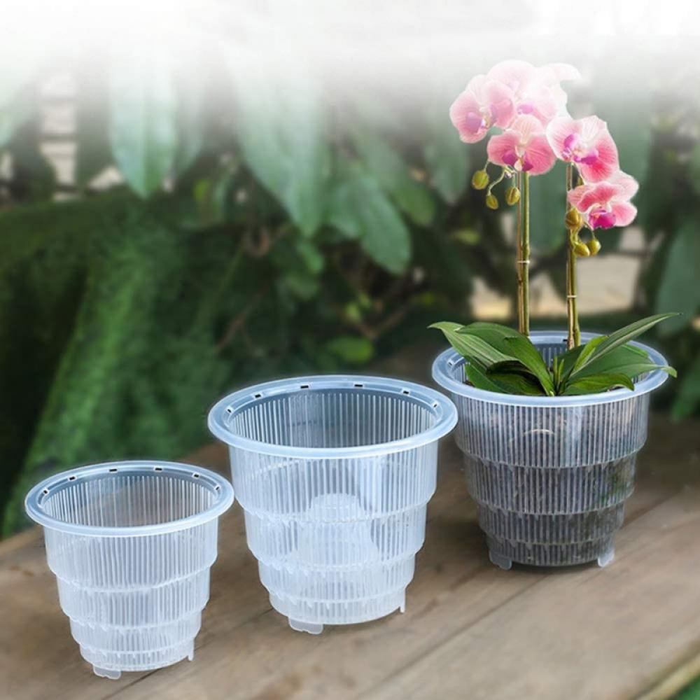 clear plastic flower pots