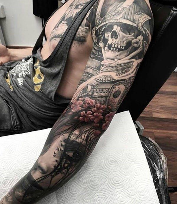 samurai japanese sleeve tattoo