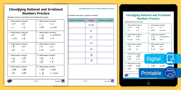 classifying rational and irrational numbers