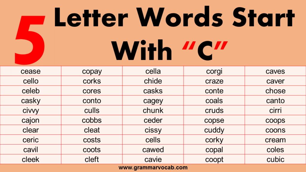 5 letter words that start with c