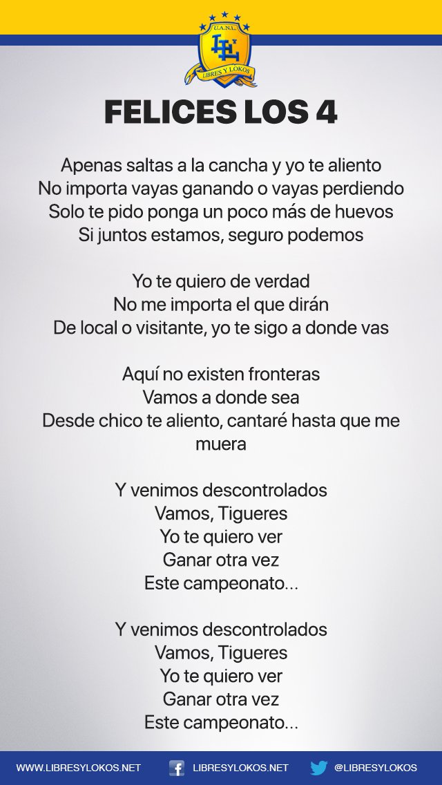 felices los 4 tigres letra