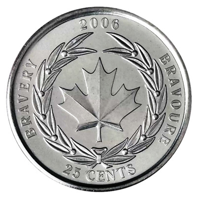 canada 25 cents 2006 bravery