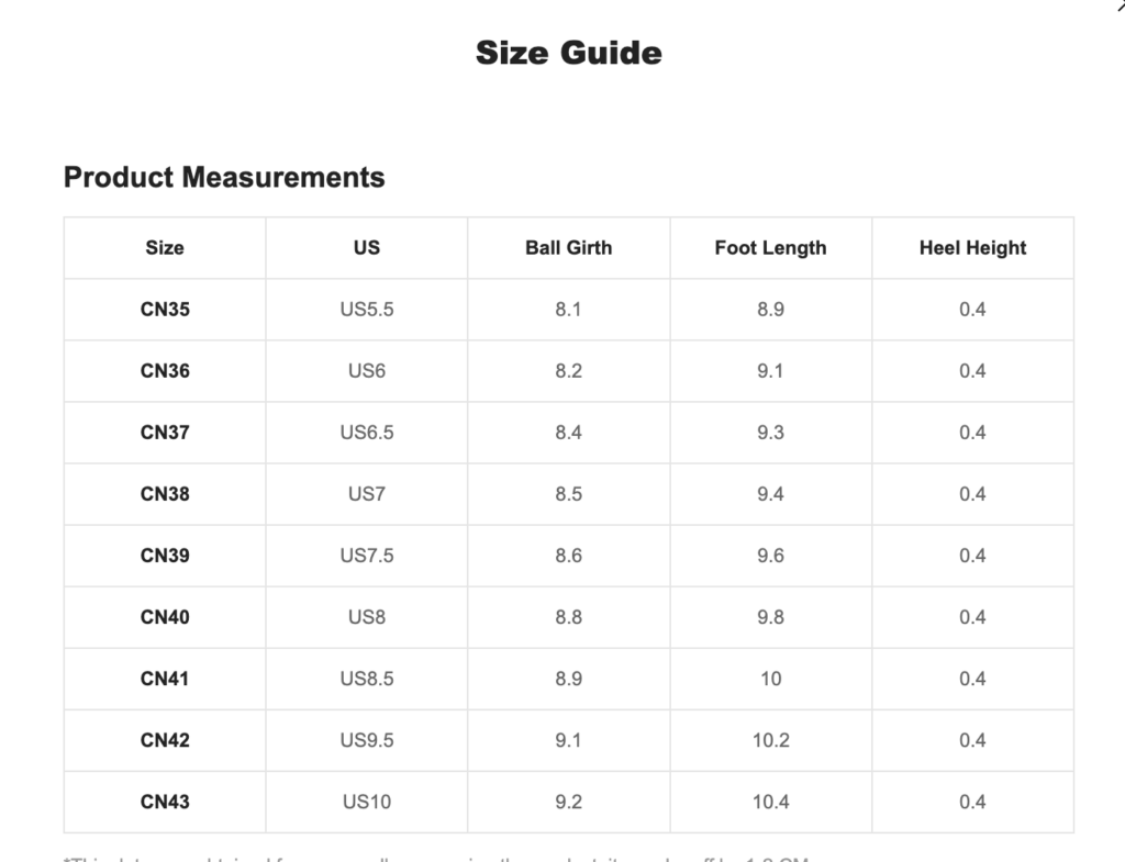 shein sizing