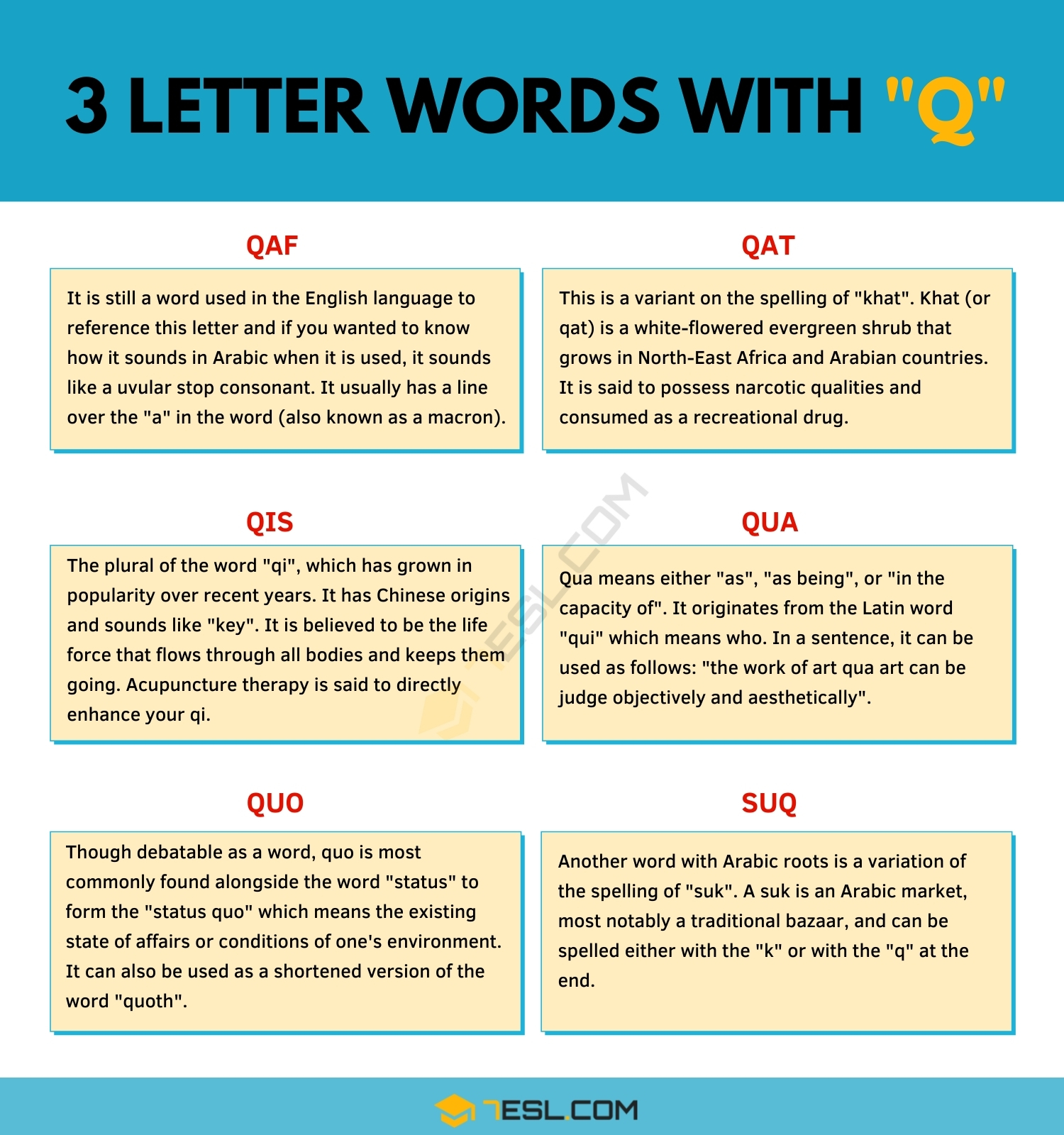 3 letter words with x and q