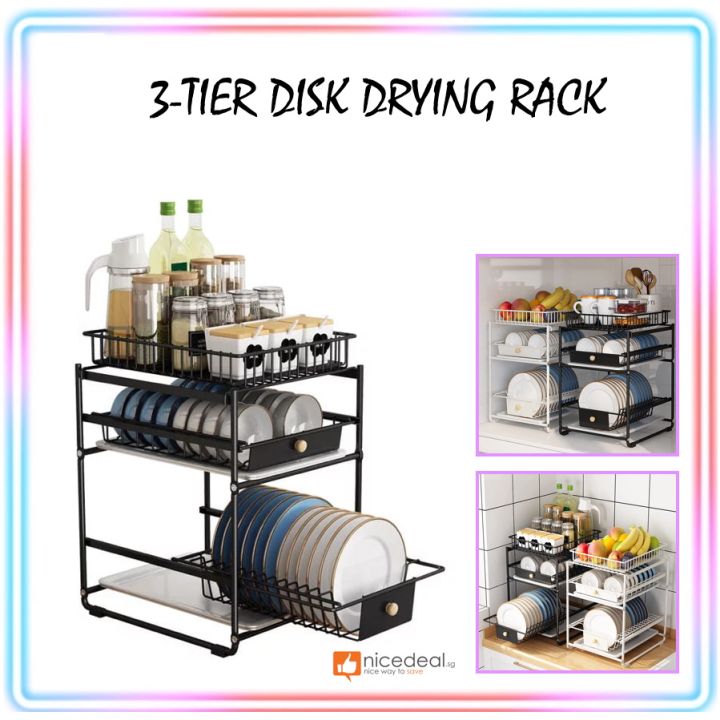 3 tier dish drainer rack