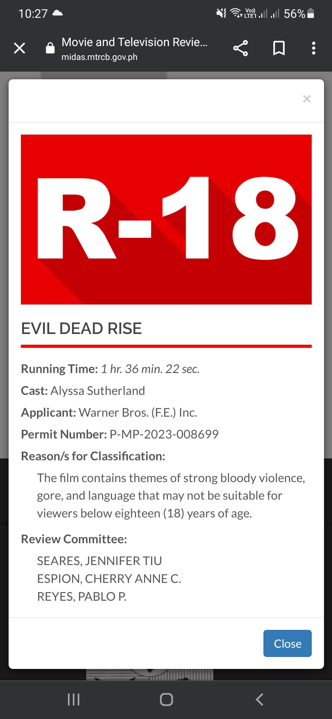 evil dead rise philippines cinema