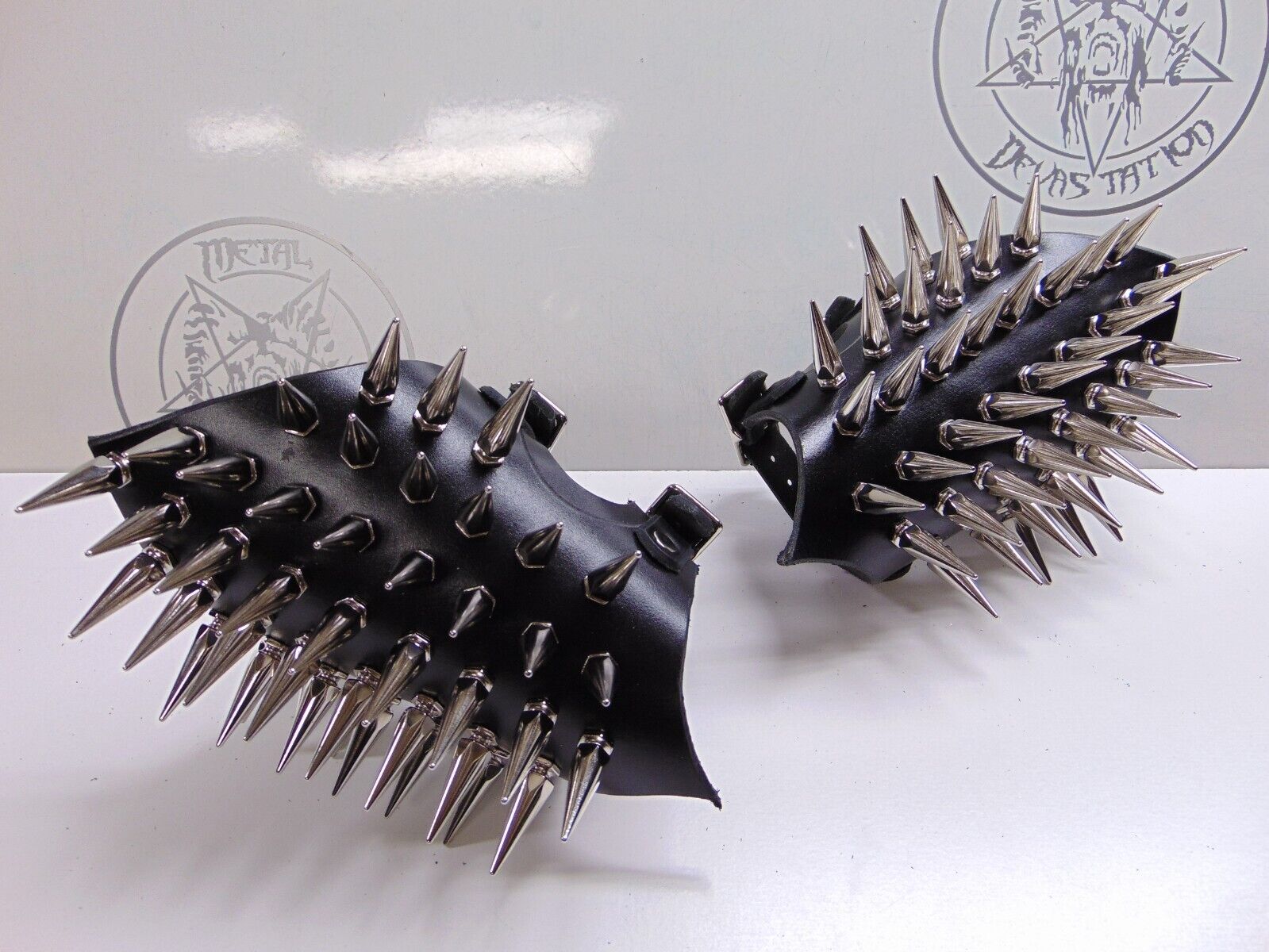 black metal spiked gauntlets