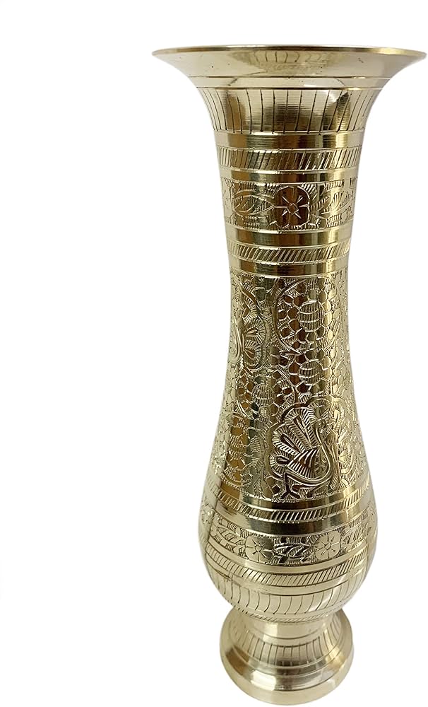 antique brass flower vase