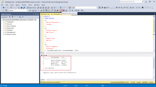 sql management studio 2019