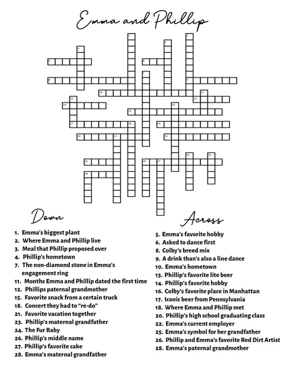 bridal party crossword