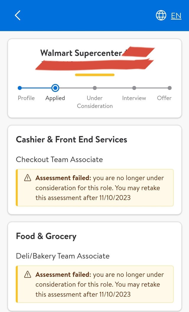 walmart assessment failed