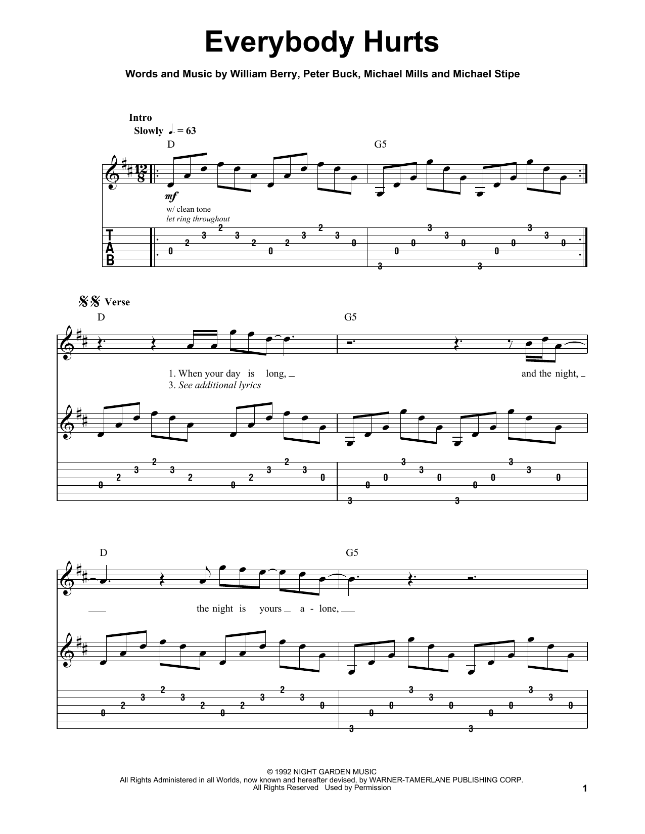 rem everybody hurts chords