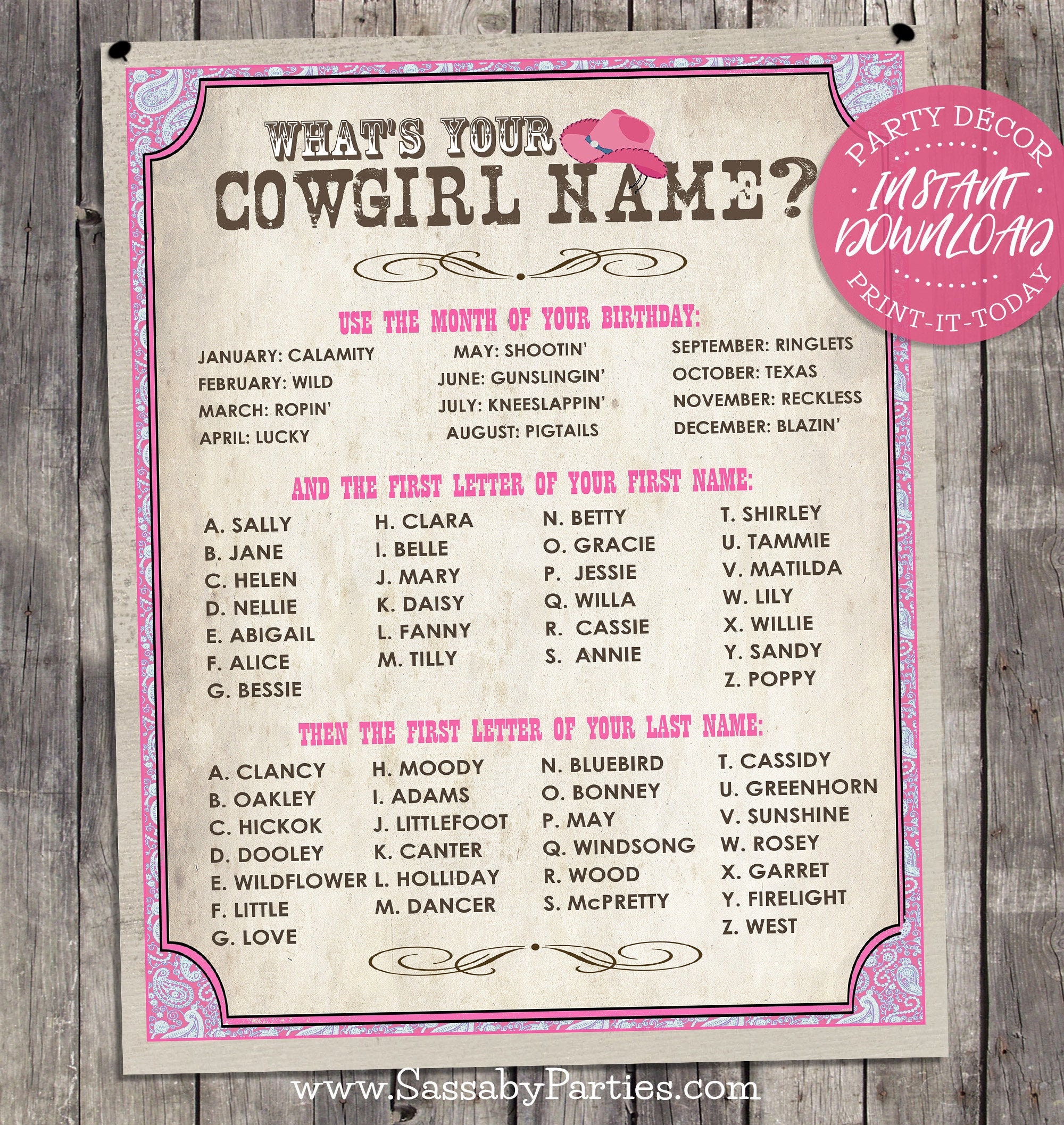 cowgirl nicknames generator