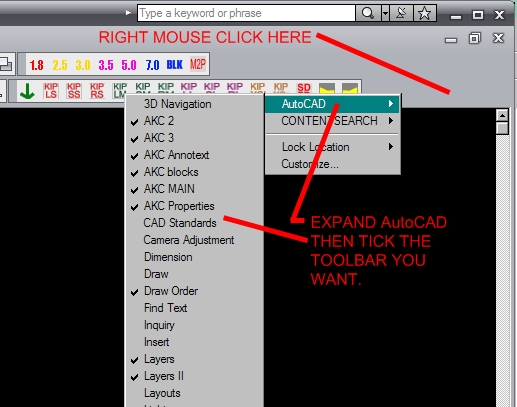 autocad toolbar missing