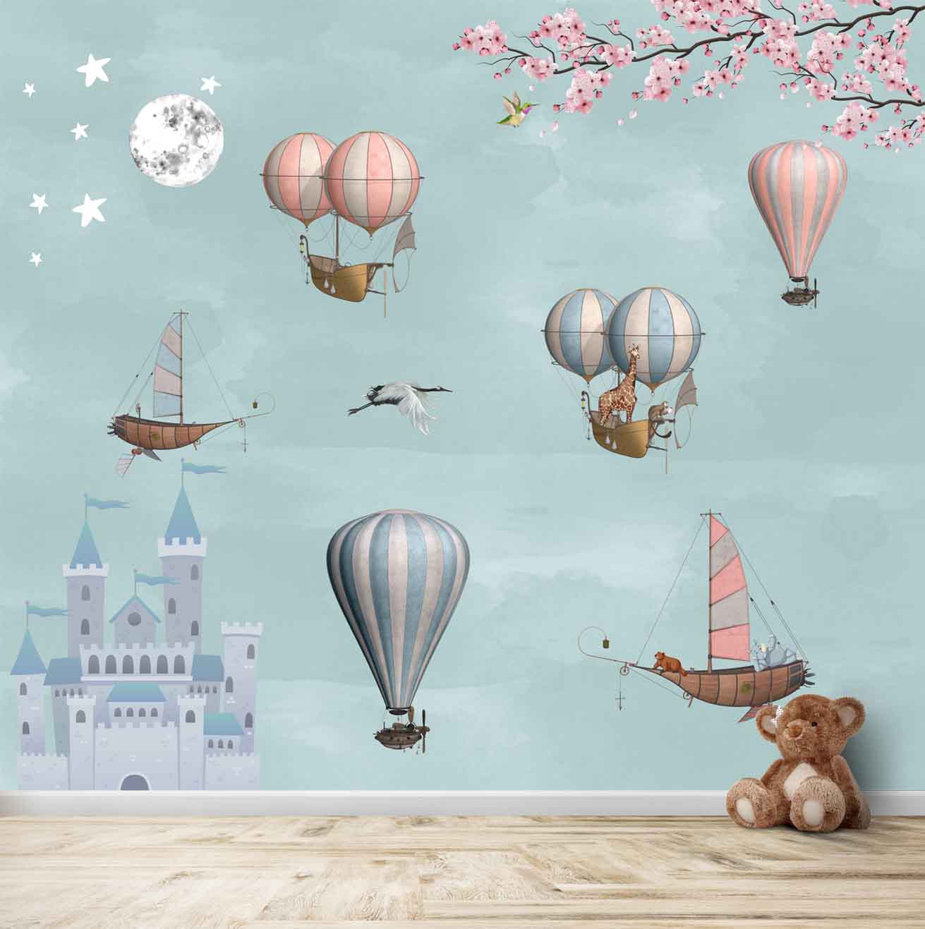 cute hot air balloon background