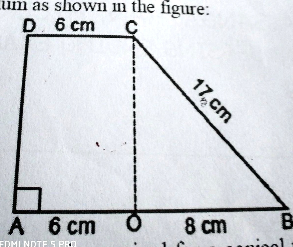 calculate the area of trapezium as shown in the figure