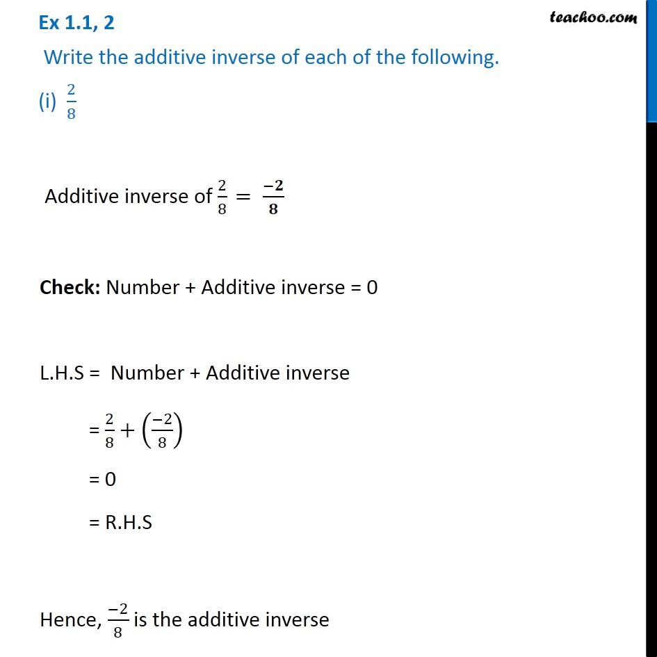 additive inverse of 2 7