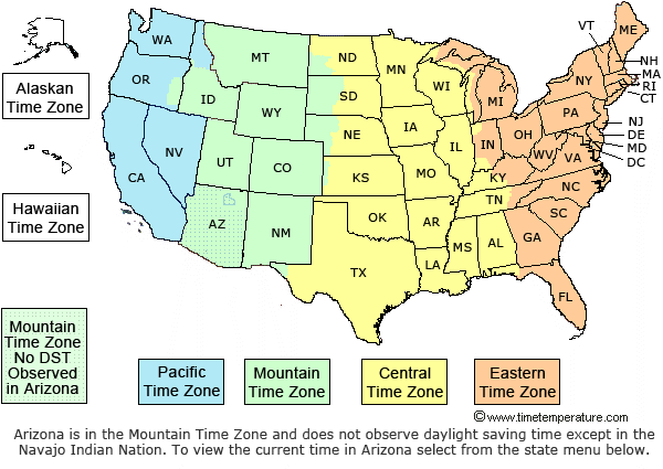 map of time zones in usa