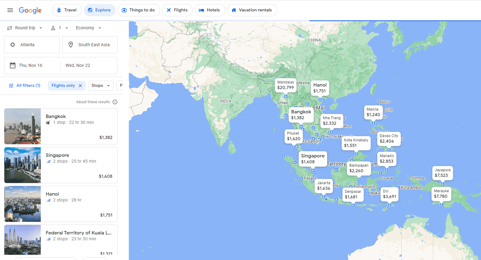 google maps flights