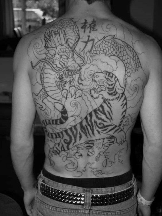 tiger and dragon back tattoo