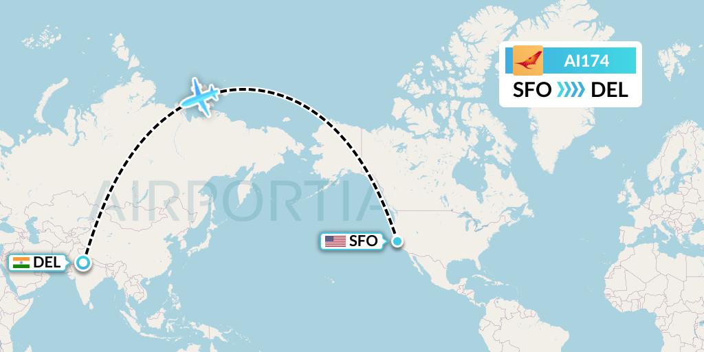 air india 174 sfo to delhi flight status