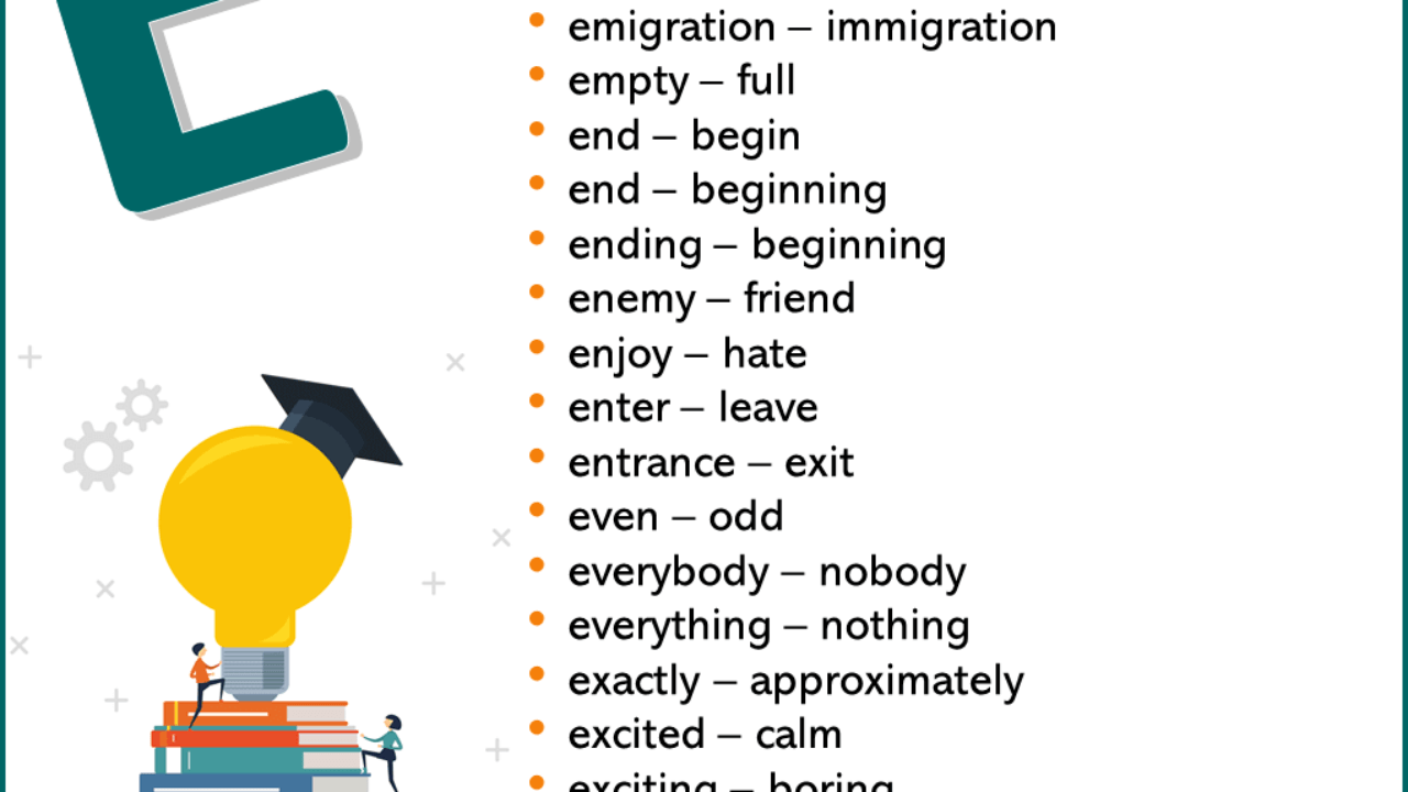 antonyms of e