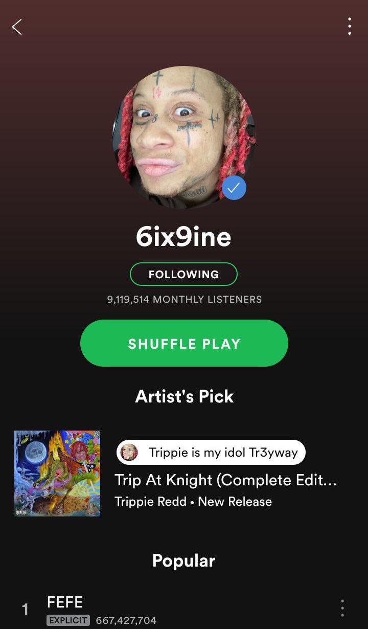 6ix9ine spotify hacker photo