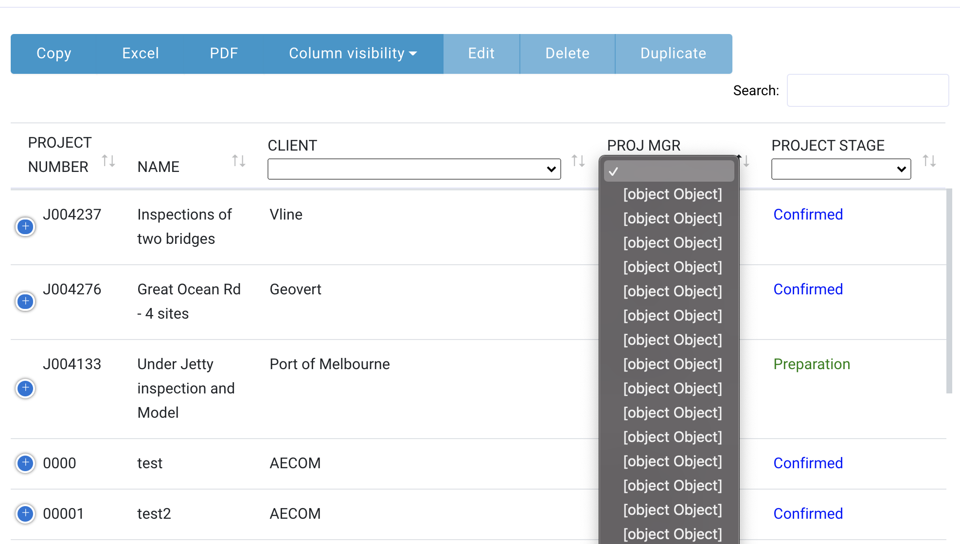 datatables filter