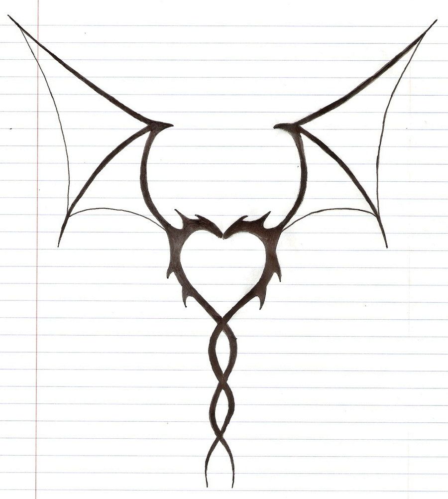 simple dragon heart tattoo