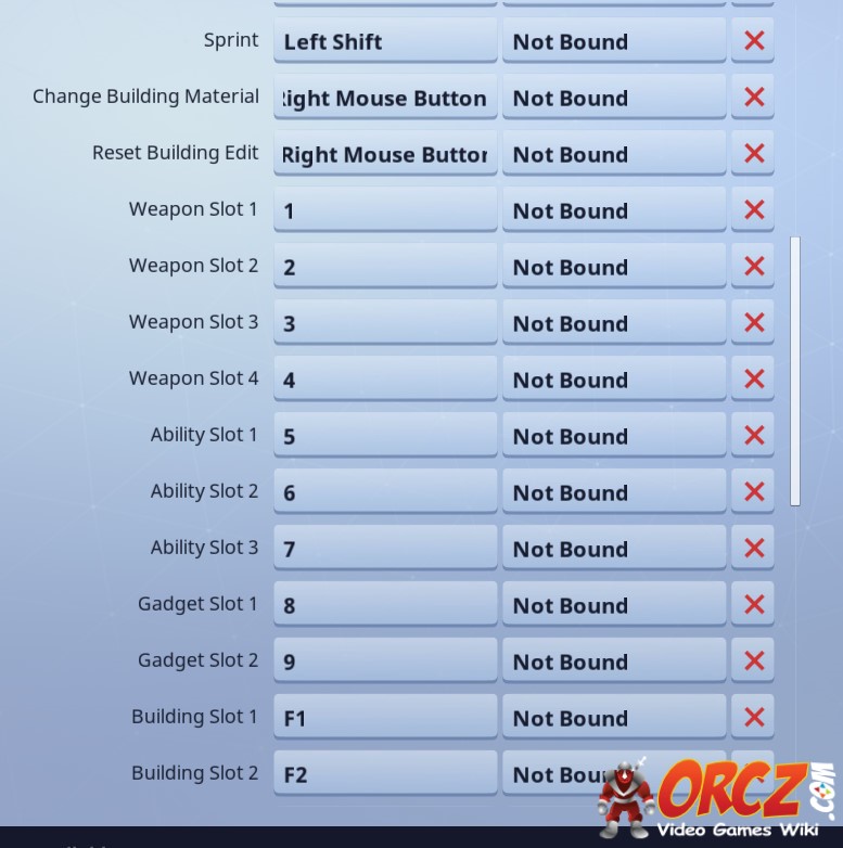 controls for pc fortnite