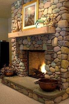 river rock fireplace ideas