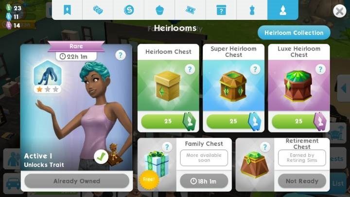 how to open heirloom chest in sims mobile